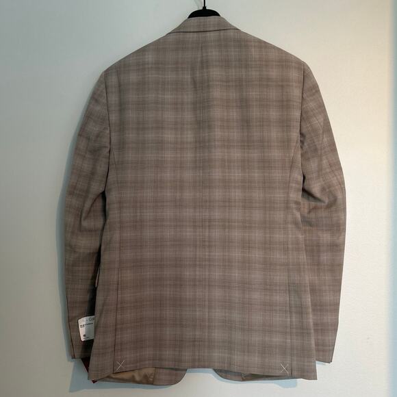 NWT Calvin Klein Slim Fit Stretch Sport Coat Blazer – Beige Plaid, Men’s 36R - Picture 8 of 8